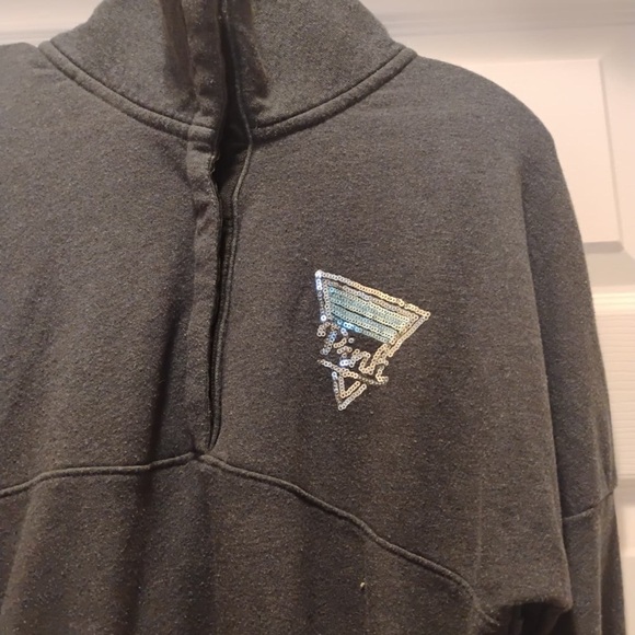 Pink Victoria's Secret Sequined Dark Gray 1/4 Snap ButtonSweater Size XS - Picture 7 of 8